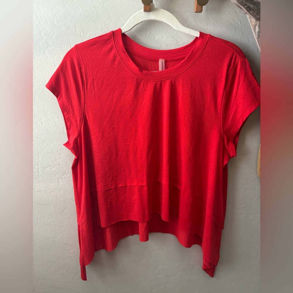 Free People Movement Red Flowy Crop-top